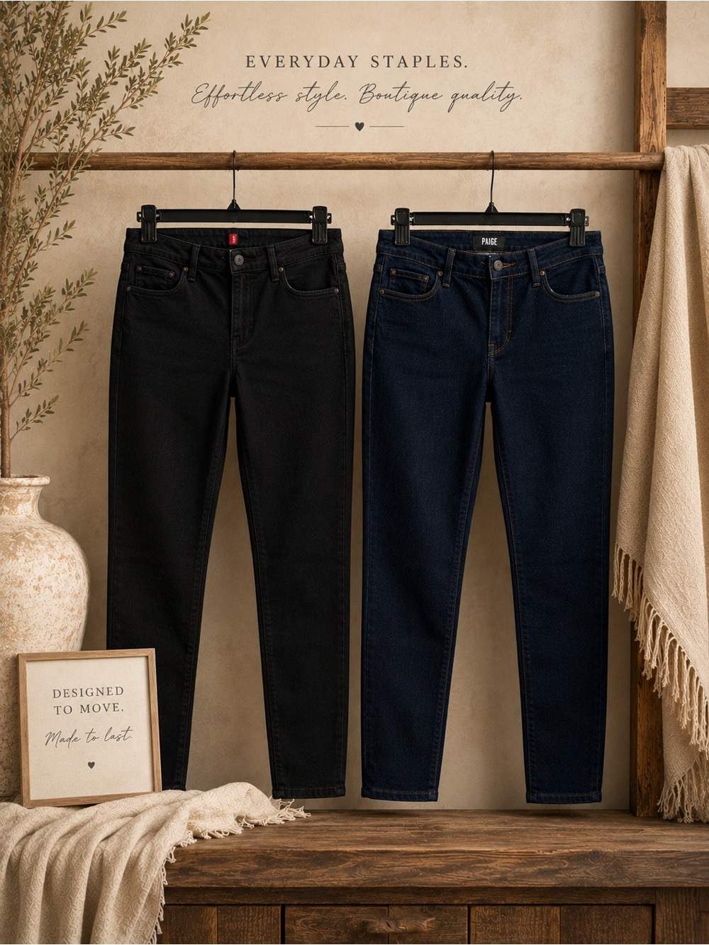 PAIGE Ankle + SPANX Skinny Jeans in Dark Indigo & Black | SZ 27 & SM 4-6
